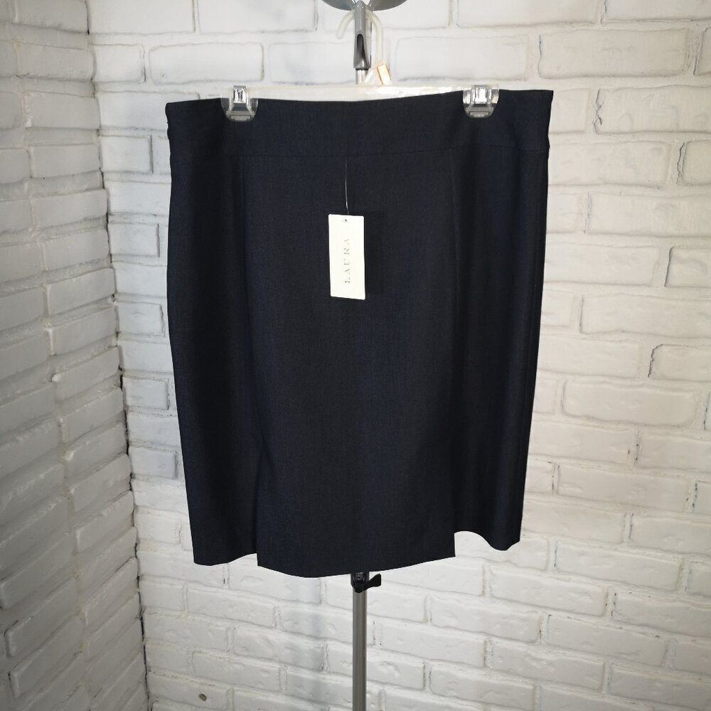 NWT Tahari Arthur S. Levine Ladies Size 12 Navy Side Zip Lined Sophia Skirt